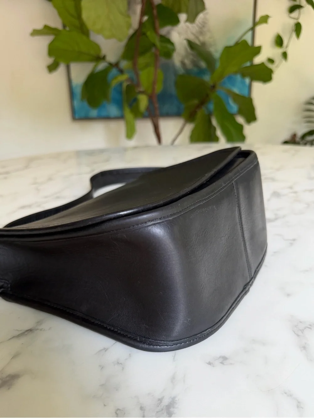 COACH Vintage NYC Classic Shoulder Bag 9170 Black Leather Brass Flap 80's USA